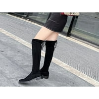 Difumos жени удобни средни пети над колянните ботуши Неплъзгащи се нахални ботуши парти устойчиви зимни обувки черни 7.5