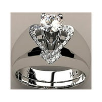 Деликатни жени модни стерлинги сребро бял сапфирен диамантен пръстен ангажимент