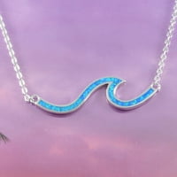 Уникално хавайско синьо огърлица от океански океан, огърлица от стерлингово синьо опал вълна, n рожден ден мама подарък за валентин, островни бижута