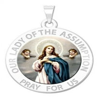 Дева Мария на предположението Религиозен медал Цвят размер на четвърт -брилинг сребро