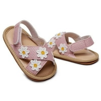 Теглени обувки за ходене за бебешки момичета отворени пръсти за цветя обувки за първи пешеходци лято малко дете ходещи обувки за ходене, розово