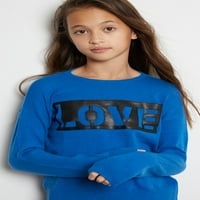 Момичета с дълъг ръкав гръб Zip Love пуловер, размер: 2t - xxl