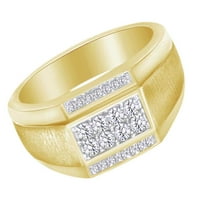 Кръгла форма бяла естествена диамант мъжки лентов пръстен в 10k жълто златен пръстен размер-6.5