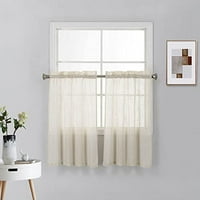 Кухненски завеси дължина спално бельо текстурирани завеси за прозорци за баня къси малки завеси за панели на прозорци, бежово