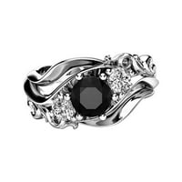 Lroplie пръстени за жени момичета цветна линия черен циркон диамантен пръстен подаръци