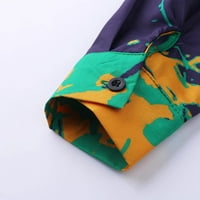 Dtydtpe фланелна риза за мъже, мъжки ежедневни вратовръзки-багрило отпечатана ревера риза надолу по кардиганни ризи мъжки ризи зелени
