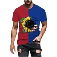 Модни мъжки тениска мъже небрежни кръгли шия популярен 3D цифров флаг печат пуловер фитнес спортни къси панталони ръкави тениска блуза