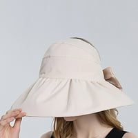 Жени слънце шапка широк ръб защита плажна шапка Двойна страна носене на хвощ летни шапки барети бежови