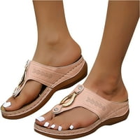 Сандали за жени облечени лято, женски плъзгач на клип пръст с ремъци сандали плоска платформа Небрежни сандали на открито сандали
