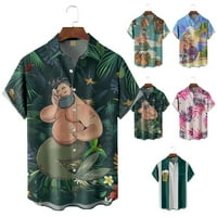 Мъжки ризи за женски екипаж, тропически ваканционни боулинг ризи за момчета 5- години
