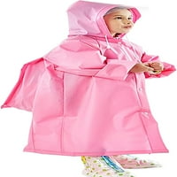 Fcphome Kids Rain Poncho Преносим лек за многократна употреба водоустойчив дълъг дъждобран за момчета и момичета-бели розовомедиум