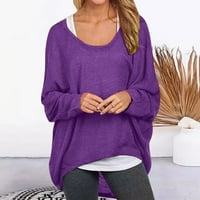 Пуловери с нисък профил за жени с дълги ръкави ежедневни върхове задушават ръкав от рамо свободни огромни торбисти тениски тениски блузи зимни есен плетен пуловер