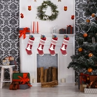 Veki Коледни украси Коледна чанта за чорапи плетен чорапи Големи коледни чорапи чанта с висулка пай мъниста мехурче
