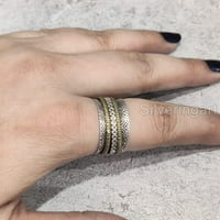 Проверка на спинър, медитационен пръстен, сребърен пръстен на стерлинги, въртящ се пръстен на палеца, два тонален пръстен, пръстен за джаджа, ръчно изработени бижута, коледни окислени, женски лентен пръстен,