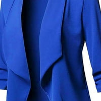 Meichang плюс размер блейзър моден облечен солиден плисиран костюм с дълъг ръкав тънък отворен фронтен ревел жилетка от кардиган работно яке за офис яке