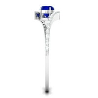 Solitaire създаде син сапфирен пръстен с диамант - байпасен пръстен, стерлингово сребро, САЩ 12.50