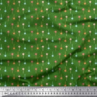 Soimoi Brown Moss Georgette Fabric Dot & цветна звезда отпечатан двор широк двор