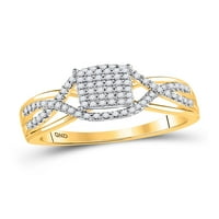 10k жълто злато диамантен правоъгълник Twist Cluster Ring Cttw