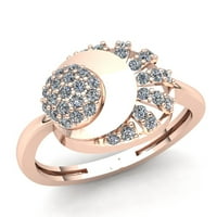 Истински 1,5ct кръгла изрязана диамант дами винтидж фантастичен годеж