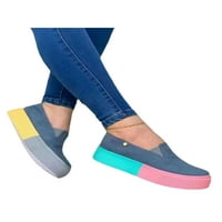 Женски платформи мокалиси неплъзгащи се ежедневни обувки приплъзване на лофе леки ходещи обувки дамски цвят блок отдолу удобно синьо 5