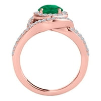 Mauli Jewels пръстени за жени 1. Карат диамант и изумруден пръстен 4-Prong 14K Rose Gold