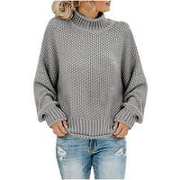 Floleo женски пуловер прочистване есен зима за небрежни женски солидни о-хилята върхове плетене на дълги ръкави пуловер пуловер сделки