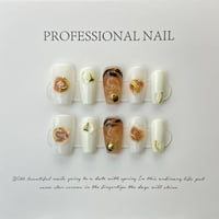 Kisor French Tip Press On Nails Long Fake Nail Multi-Color Stick върху ноктите Ковчег Нокти за жени, FL размер
