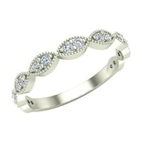 Подреждане на безкрайност стил кръгло изрязване на милграйн диамантена сватба или годишнина лента 0. CTW 14K бяло злато