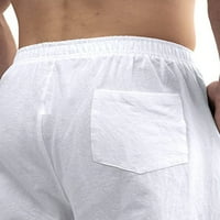 Glookwis мъже с висока талия панталони ежедневни харема панталони с джобове еластична талия памучно дъно панталони бели s