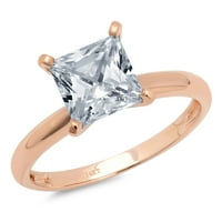 1. CT Brilliant Princess Cut Clear Simulated Diamond 18K Rose Gold Politaire Ring SZ 4.75