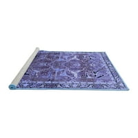 Ahgly Company Machine Pashable Indoor Rectangle Oriental Blue Industrial Area Rugs, 4 '6'