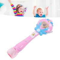 Light Up Bubble вентилатора пръчка, интересни деца балонче вентилатор за пръчица с течаща бутилка с балончета автоматична с музика за свирене на розово