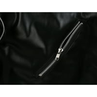Плюс размер мъжки кожено яке PU обикновен цип-нагоре с дълъг ръкав Rivet Lapel Moto Biker Jacket Cool Slim Buckle Benl Cont