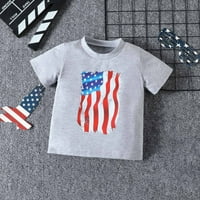 Риза с къси ръкави на Penkiiy Boy Baby Baby Baby Baby Day Dead Contriale Leadet Dyed USA Letter Short The Shirt Top Grey 3- години